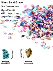 1pack 2-4mm 45g/Pack Fashionable Art Crushed Glass Nail Asymmetrical Glass Sand DIY Jewelry Accessory For Women For DIY Jewelry Making