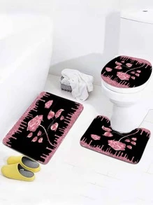 1 tấm thảm phòng tắm in hoa hoặc 1 tấm rèm tắm hoặc 1 tấm thảm lót bồn cầu trang trí phòng tắm - Nhiều màu - Xem 2