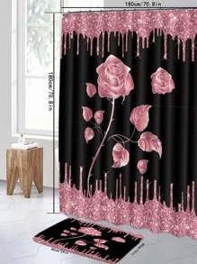 1 tấm thảm phòng tắm in hoa hoặc 1 tấm rèm tắm hoặc 1 tấm thảm lót bồn cầu trang trí phòng tắm - Nhiều màu - Xem 5