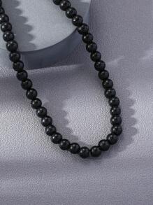 1pc White Faux Pearl Bead Star Pendant Necklace, Vacation Gift, Suitable For Daily Wear - Black - View 1
