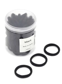 50 chiếc dây buộc tóc trơn màu ngẫu nhiên tối giản cho trang phục thường ngày đi chơi, buộc tóc đuôi ngựa, dây thun buộc tóc - màu đen - Xem 2