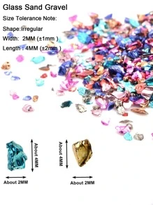1pack 2-4mm 45g/Pack Fashionable Art Crushed Glass Nail Asymmetrical Glass Sand DIY Jewelry Accessory For Women For DIY Jewelry Making