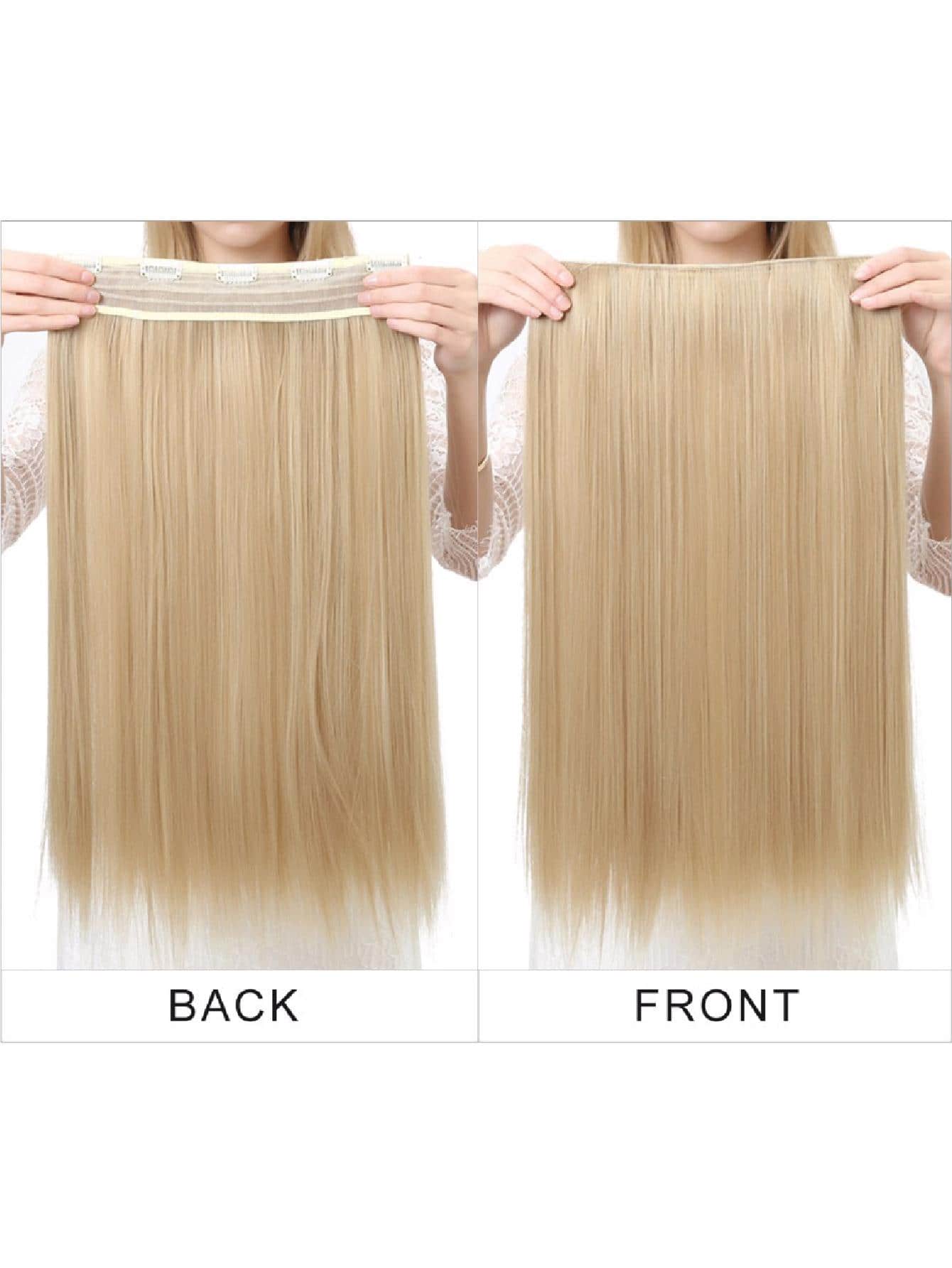 Clip In Long Straight Synthetic Hair Extension - Gold - View 1