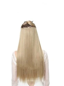 Clip In Long Straight Synthetic Hair Extension - Gold - View 4