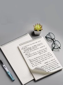 1入組線條圖案螺旋筆記本學生用簡約多用途筆記本辦公室 - 白色 - 查看 1