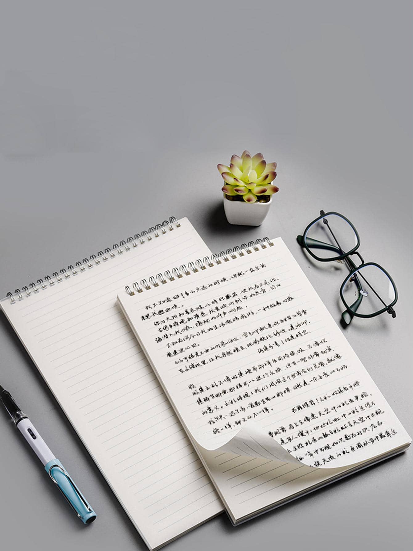 1入組線條圖案螺旋筆記本學生用簡約多用途筆記本辦公室 - 白色 - 查看 1