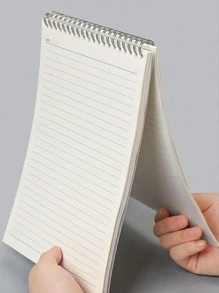 1入組線條圖案螺旋筆記本學生用簡約多用途筆記本辦公室 - 白色 - 查看 3