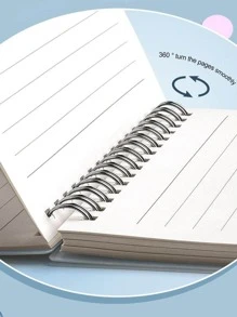 1入組線條圖案螺旋筆記本學生用簡約多用途筆記本辦公室 - 白色 - 查看 4