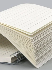 1入組線條圖案螺旋筆記本學生用簡約多用途筆記本辦公室 - 白色 - 查看 6