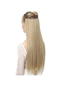 Clip In Long Straight Synthetic Hair Extension - Gold - View 7
