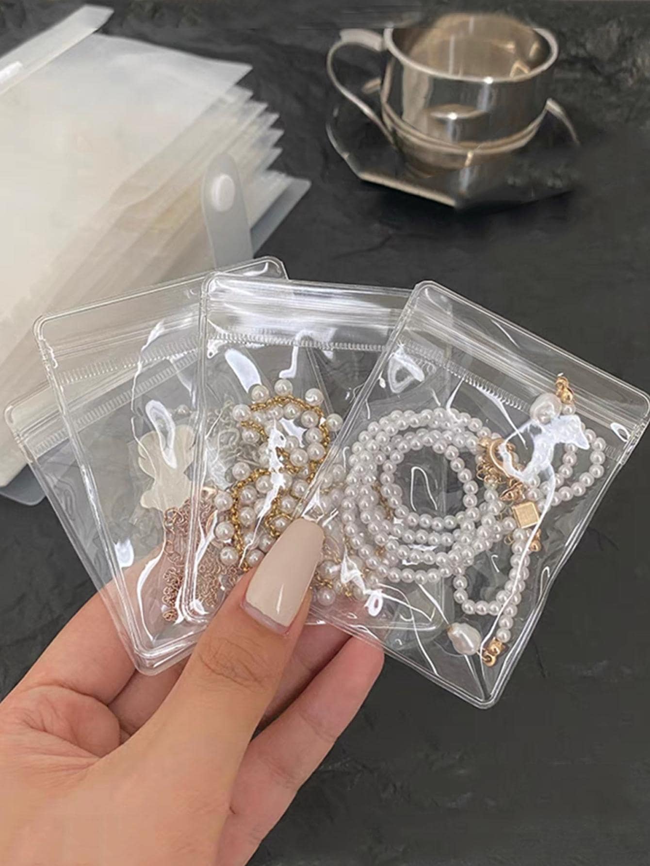 20入組/套PVC首飾類收納極簡透明首飾袋套裝 - 無色 - 查看 1