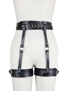 Ring Linked Garter Belt - màu đen - Xem 3