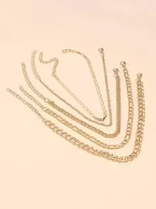 5入組/套時尚極簡腳錬適合女士日常裝飾 - 金黃色 - 查看 3