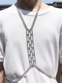 Men Rhinestone Decor Body Chain