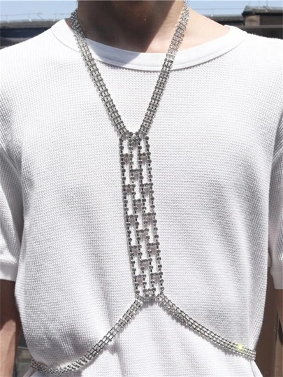 Men Rhinestone Decor Body Chain