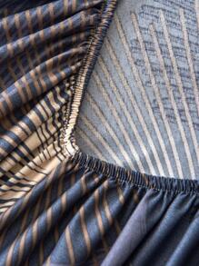 3入組/套銀杏葉圖案藍色床笠套裝1入組床笠和2入組枕套現代面料床笠套裝適合所有季節 - 深灰色 - 查看 5