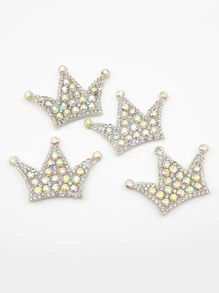 20 Piezas De Accesorio De Banda Para El Cabello Y Clip De Cabello De Diseño De Corona De Tela No Tejida Con Diamantes De Imitación - Blanco - Ver 3