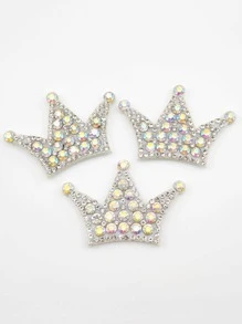 20 Piezas De Accesorio De Banda Para El Cabello Y Clip De Cabello De Diseño De Corona De Tela No Tejida Con Diamantes De Imitación - Blanco - Ver 1