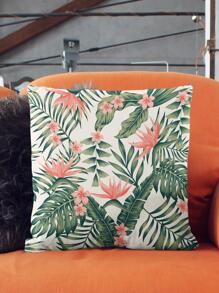 熱帶印花靠墊套無填充物現代葉子和花卉印花裝飾方形靠墊套適用於床、沙發 - 彩色 - 查看 2