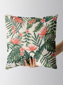 熱帶印花靠墊套無填充物現代葉子和花卉印花裝飾方形靠墊套適用於床、沙發 - 彩色 - 查看 3