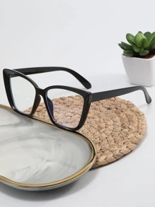 1 chiếc kính mát gọng rộng mắt mèo dùng hàng ngày - màu đen - Xem 5