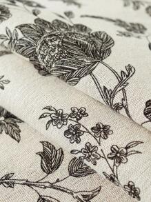 MineLain 1pc Vintage Black & White Floral Linen Tablecloth, Rectangular Table Cover With Black Tassel Fringe Decor, Suitable For Dining Room, Party, Dinner, Holiday, Picnic, Outdoor Decoration, Spring/Summer, All Season - Black - View 3