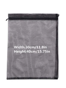 50入組素色抽繩收納袋 - 黑色 - 查看 2