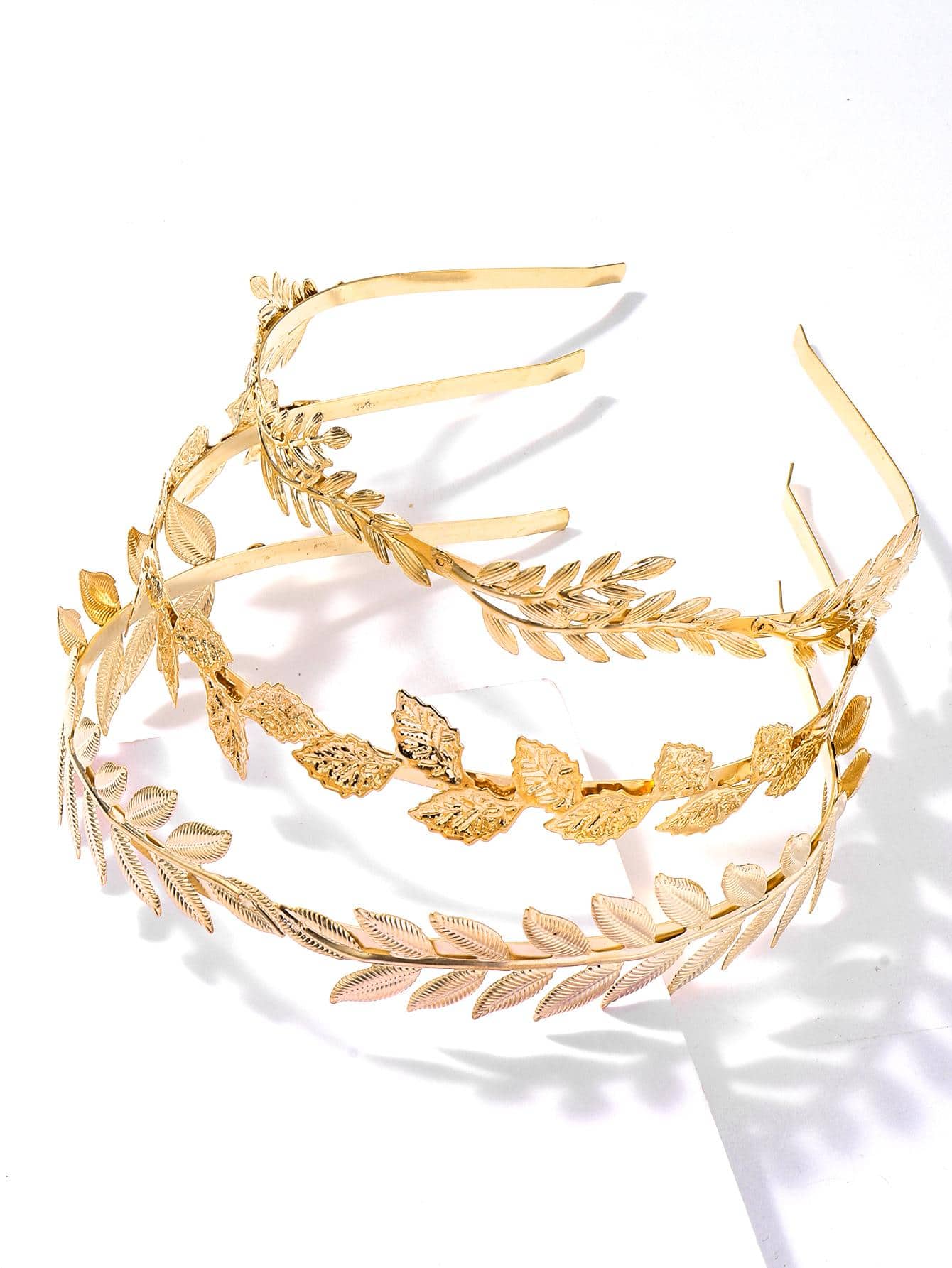3入組樹葉裝飾髮箍 - 玫瑰金 - 查看 1