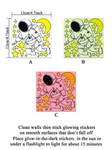 1 PVC Công Tắc Ổ Cắm Decal Dán Tường, hoạt Hình Dễ Thương Phi Hành Gia & Hoa Văn Mặt Trăng Phát Sáng Trong Bóng Tối Công Tắc Miếng Dán Kính Cường Lực Cho Gia Đình - Màu xanh lam - Xem 8