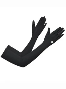 Sun Protective Anti UV 1pair Sun Protection Black Polyamide Cycling Arm Sleeves - Black - View 3