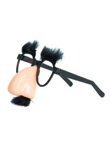 1 pieza Anteojos negros de bigote sin lentes con Gran nariz de plástico para actuación - Negro - Ver 3