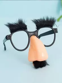 1 pieza Anteojos negros de bigote sin lentes con Gran nariz de plástico para actuación - Negro - Ver 1