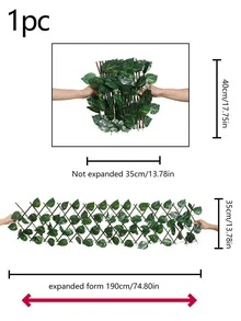 1pc Fake Leaf Vine - Green - View 3