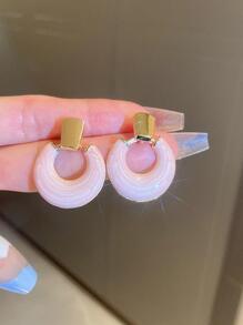 Andkiss 雙色圓形耳墜 - 粉色 - 查看 2