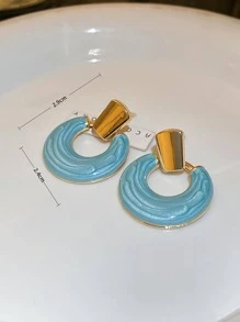 Andkiss Bông tai thả tròn hai tông màu - Màu xanh lam - Xem 3