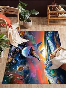 Whale Print Rug, Modern Fabric Floor Mat, For Living Room - Multicolor - View 7