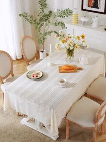 1 件几何蕾丝流苏圆形桌布、矩形桌布、餐桌布、小圆桌布、家居装饰、适合家庭、厨房、餐厅、晚餐、聚会、节日、派对、秋季、新年、新年快乐 - 杏色 - 查看 10