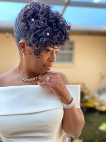 2入組女士水鑽裝飾時尚髮圈用於裝飾 - 銀色 - 查看 2