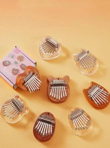 1pc Kalimba Thumb Piano, 8 Keys Mini Kalimba Transparent Bear Crystal Thumb Piano Acoustic Finger Piano Music Instrument - Multicolor - View 2