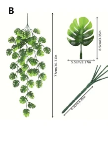 1入組人造葉藤綠色塑料懸掛假植物葉子用於家居裝飾 - 綠色 - 查看 5
