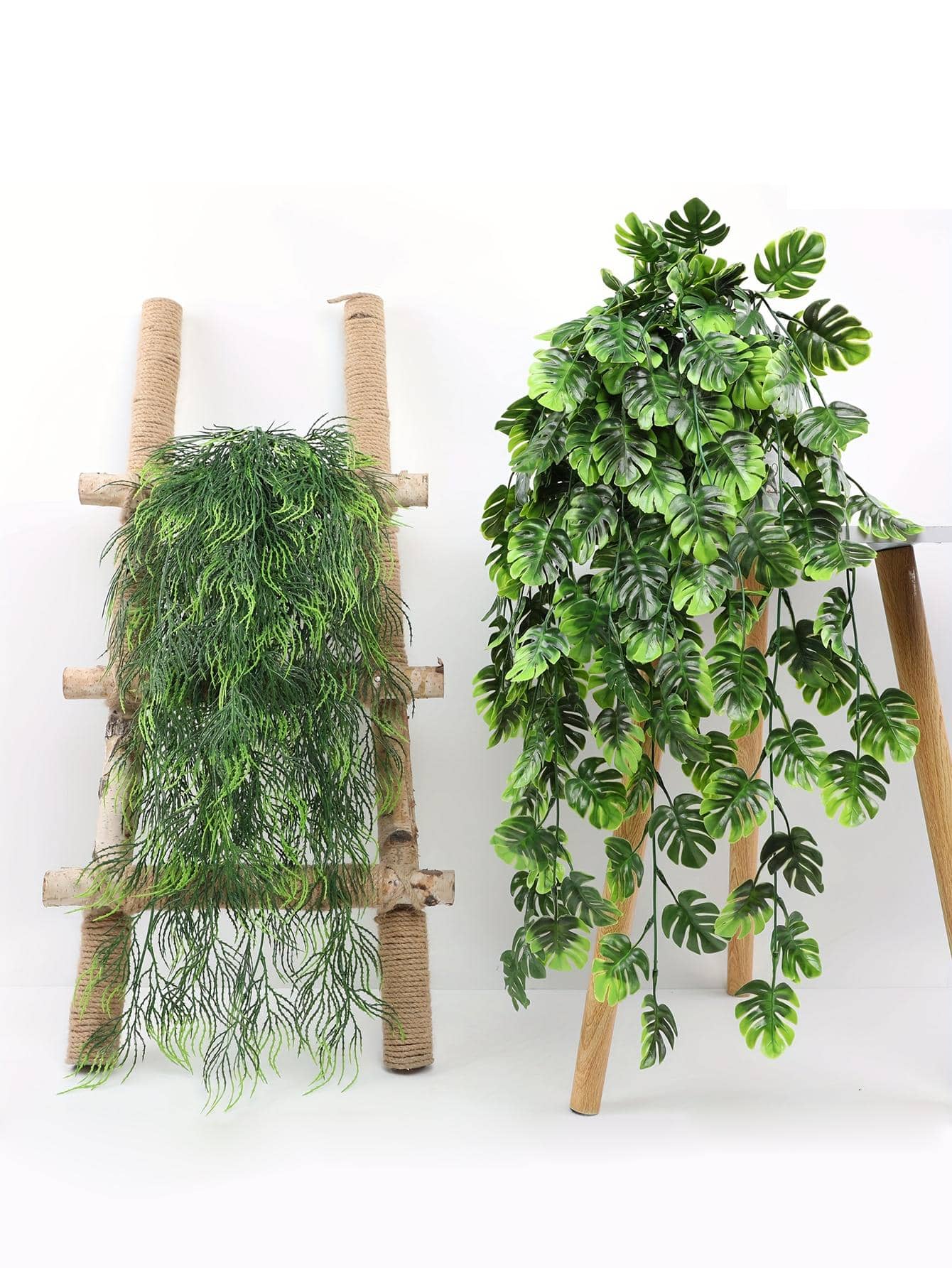 1入組人造葉藤綠色塑料懸掛假植物葉子用於家居裝飾 - 綠色 - 查看 1