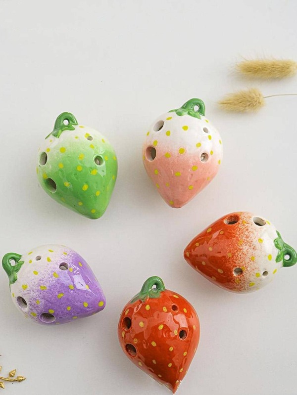 1pc 6 Holes Middle C Key Ocarina Strawberry Shape Ocarina Ceramics