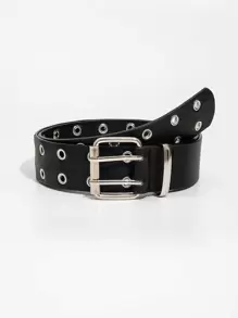 1入組女士按扣裝飾方形扣龐克皮帶適用於裝飾用品 - 黑色 - 查看 1