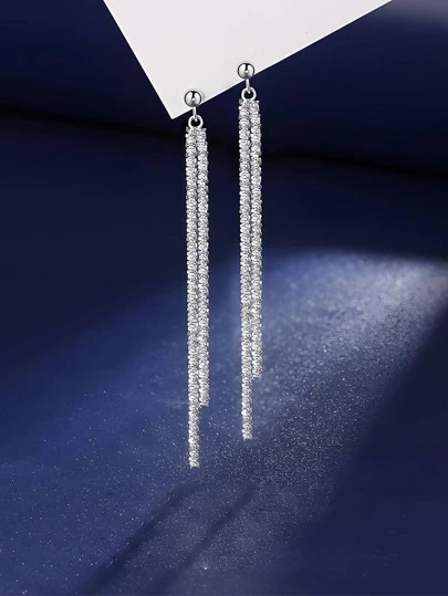 ELSEDES 1對時尚金屬流蘇銀耳環，為女性日常裝扮度假裝飾