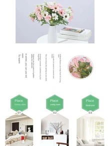 1pc Artificial Flower Bouquet, Purple Polyester Fake Flower Bundle, For Home Decor - Purple - View 5
