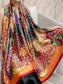 1 szt. Kobiety nadruk z motywem geometrycznym moda wszechstronny szalik, do dekoracji chustka, opaska do włosów, opaska na głowę idealna do ubierania swojego wyglądu