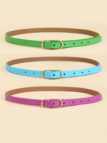 Thắt lưng thông thường 3 chiếc Geo Buckle dành cho nữ, để trang trí - Nhiều màu - Xem 2