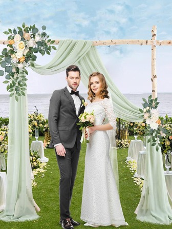 1入組 75*600CM 婚禮拱門面紗薄紗捲歐根紗布料適合婚禮生日派對背景裝飾 DIY 婚禮歐根紗椅腰帶