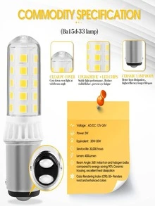 Yucclim 2packs 3W Ba15D Led Bayonet Bulb Dimmable 1004 Led Bulb Bay15D -Alr12 1076 1130 1176- Double Contact Base Ac12V-Dc12-24V Warm White - Orange - View 5