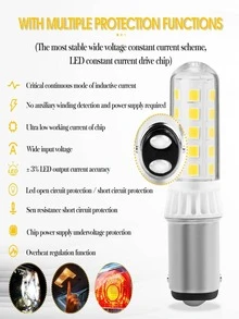 Yucclim 2packs 3W Ba15D Led Bayonet Bulb Dimmable 1004 Led Bulb Bay15D -Alr12 1076 1130 1176- Double Contact Base Ac12V-Dc12-24V Warm White - Orange - View 4